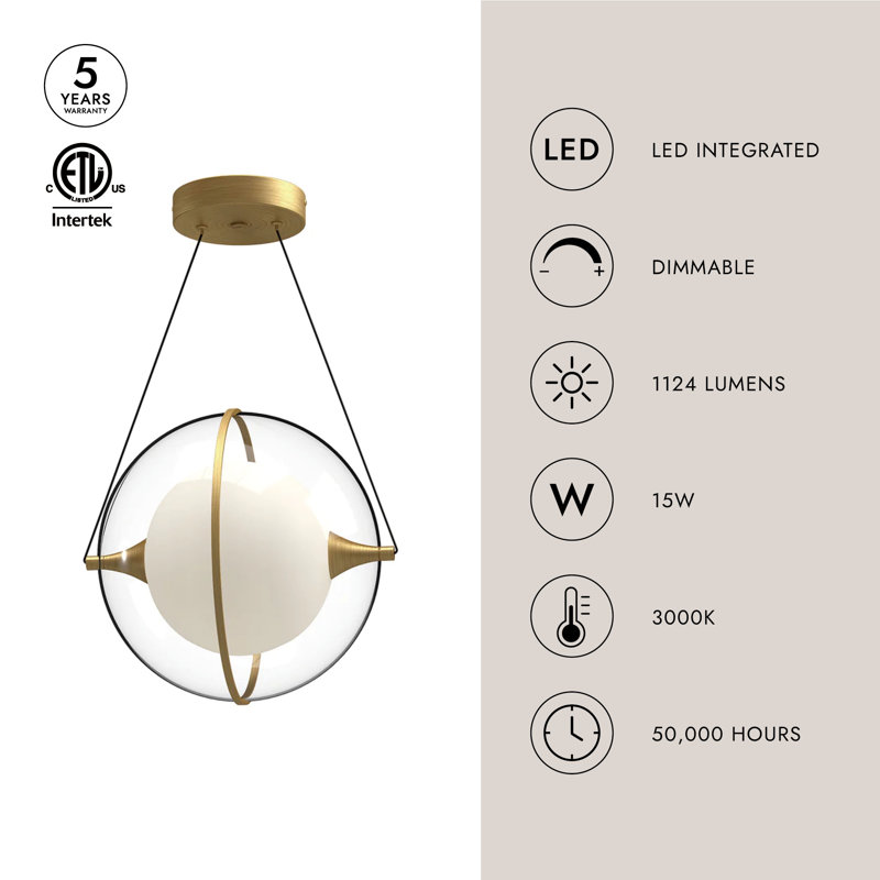Aries 1 - Light LED Pendant, 12.13" H x 13" W x 12.13" D, Black