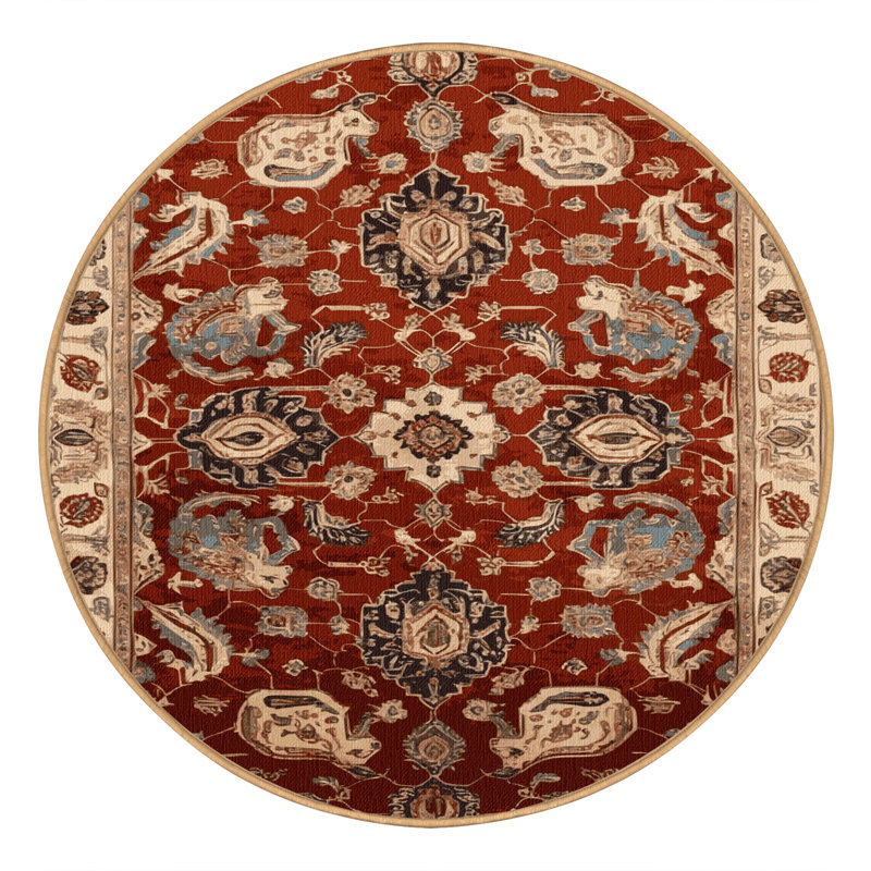 Tapis brun lavable à la machine, Rond 8 pi