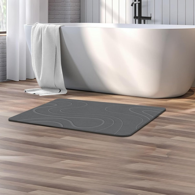 Tapis de bain Diatomaceous Earth - antidérapant, pierre à séchage rapide pour plancher de salle de bain, facile à nettoyer, 23,6 po x 15,4 po, gris