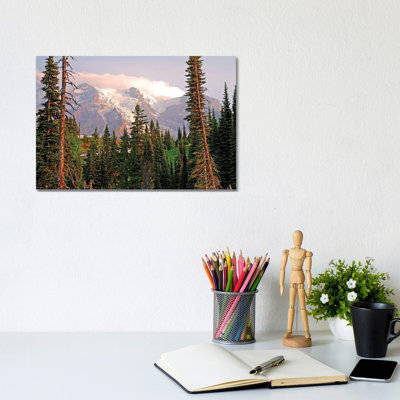 Rainier in Clouds 1 Piece Wrapped Canvas Wall Art