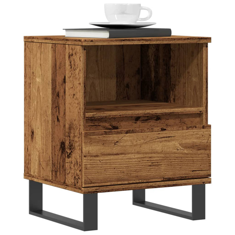 Alitzah 40cm W Manufactured Wood Bedside Table, Old Wood
