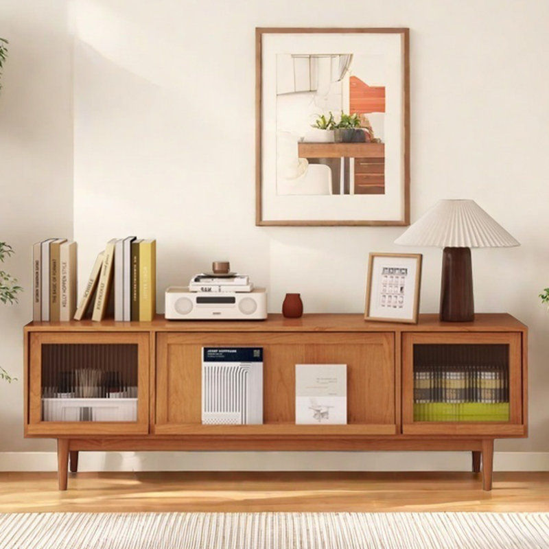 Meuble télé en bois massif design, 82.67"