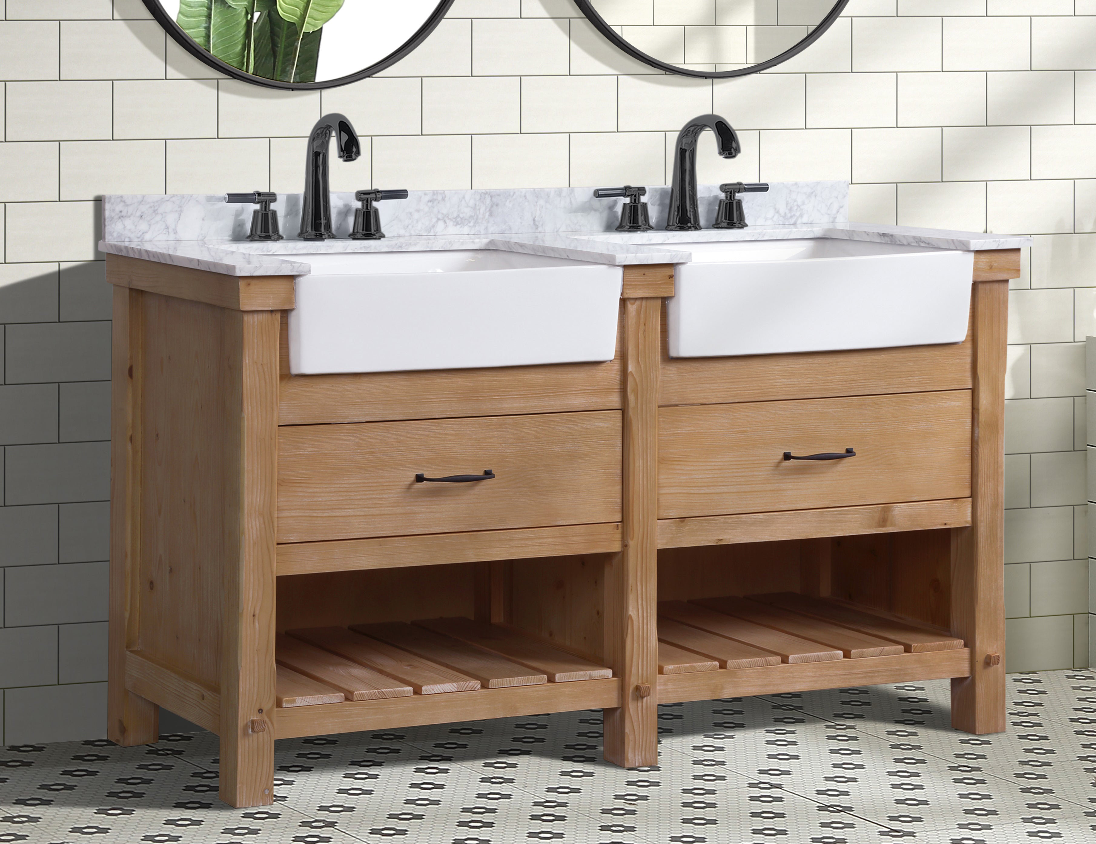 three posts™ kordell 60'' free standing double bathroom vanity