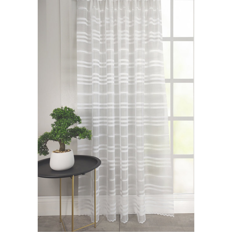 Prabhav Lace Semi Sheer Curtain Single Panel, 200cm Width x 274cm Drop