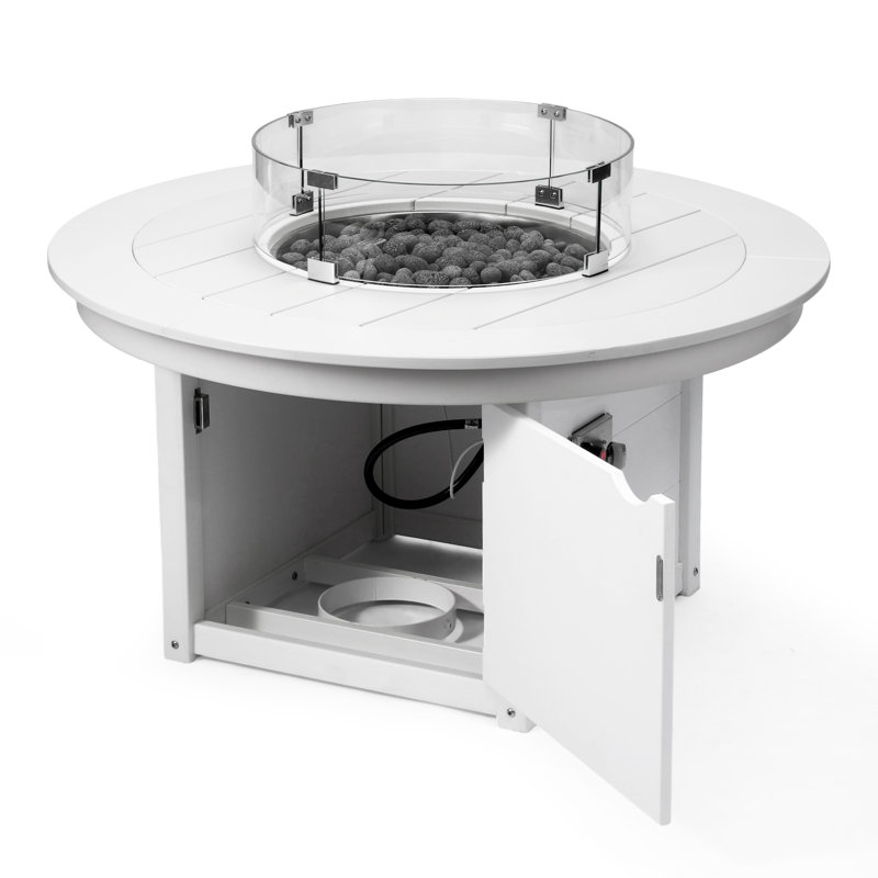 Table ronde pour foyer d'extérieur 47 po, White, 31.25" H x 47.25" W x 47.25" D