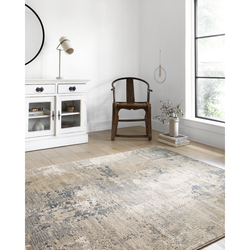 Tapis abstrait sable / brume Eleanore, Rectangle 2 pi 8 po x 4 pi
