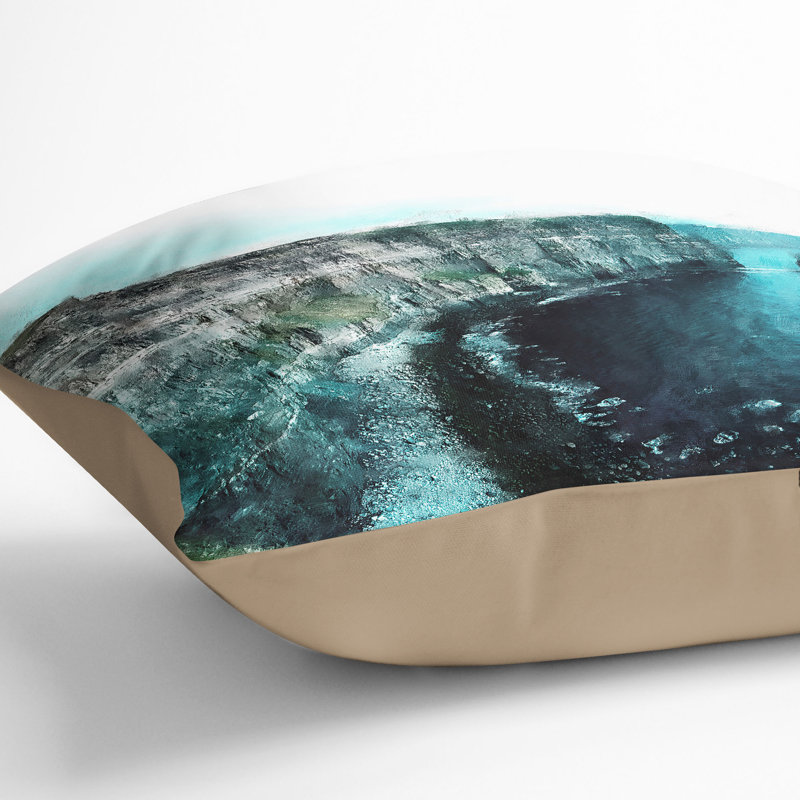 Square Throw Cushion, Grey/Turquoise/Tan, 55cm H x 55cm W x 20cm D