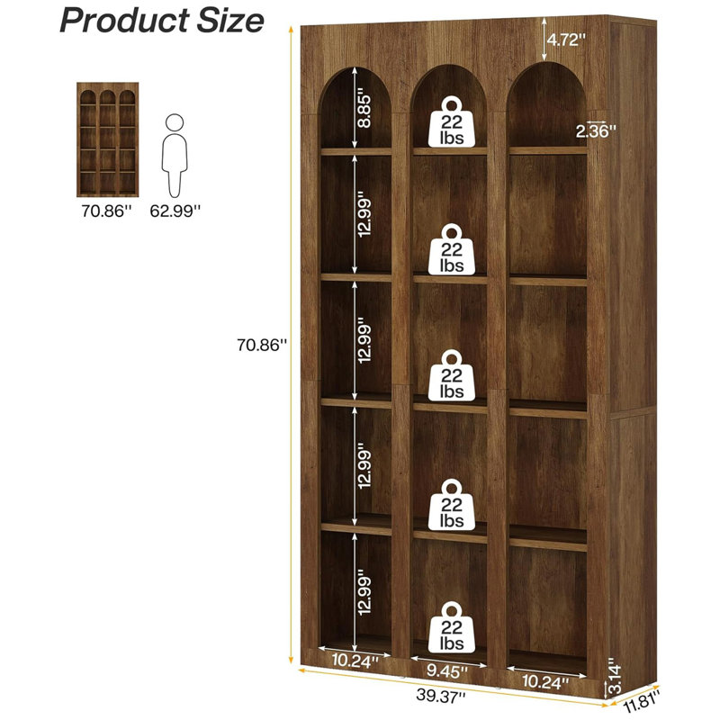 Bibliothèque nordique en bois, étagères de rangement en bois naturel à plusieurs niveaux, salon sur pied et unité de rangement d'étude