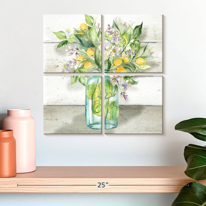 Yarlin, aquarelle, citrons, pot Mason, Shiplap, H 18 po x l 18 po