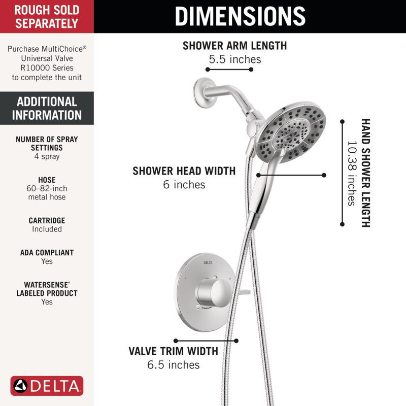 Garniture de douche seulement pour moniteur 14 Series avec douche à main In2ition, Chrome