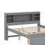 Lit plateforme double avec tête de lit de rangement, lit gigogne, port USB et tiroirs-2033872831