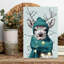 Cozy Winter Deer Whimsical Contemporary Deer Portrait Winter Wall Art Print 1 Piece Wrapped Canvas Wall Art-337417566