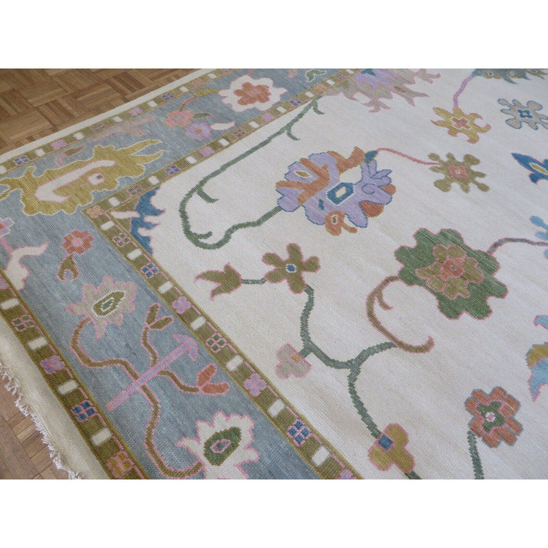 Tapis oriental Oushak coloré noué à la main 10 x 14 G14425