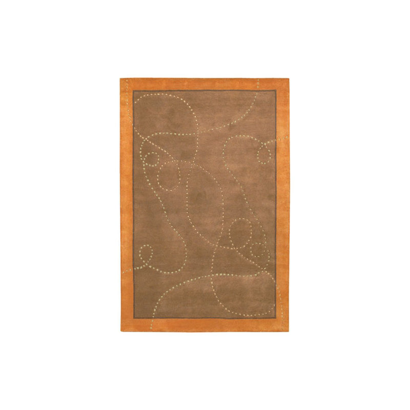 Daisa Wool Abstract Area Rug in Tan, Round 7'9"