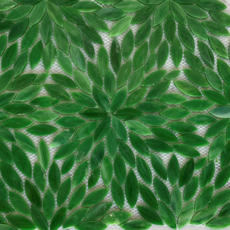 Carrelage mosaïque en verre 0,5 "x 1,5" Nova Roma, Vert / lierre de Boston