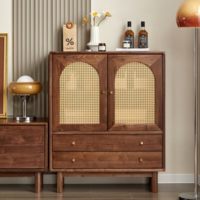 Armoire d'appoint en bois massif noyer noir