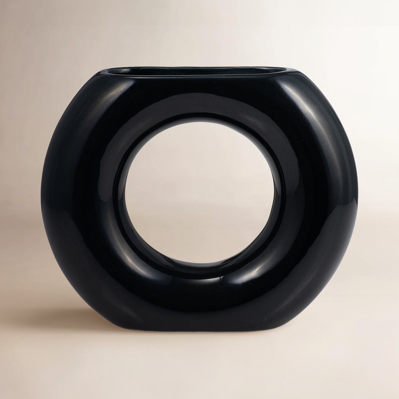 Tocara Handmade Ceramic Table Vase, Navy, 5" H x 7" W x 2" D