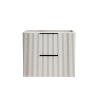 Meuble-lavabo 24 po avec lavabo en céramique - Meuble-lavabo mural flottant cannelé avec tiroirs, moderne