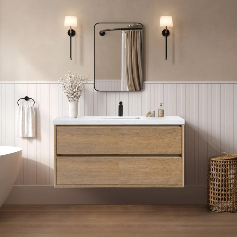 Meuble-lavabo mural simple avec comptoir et lavabos, 48"