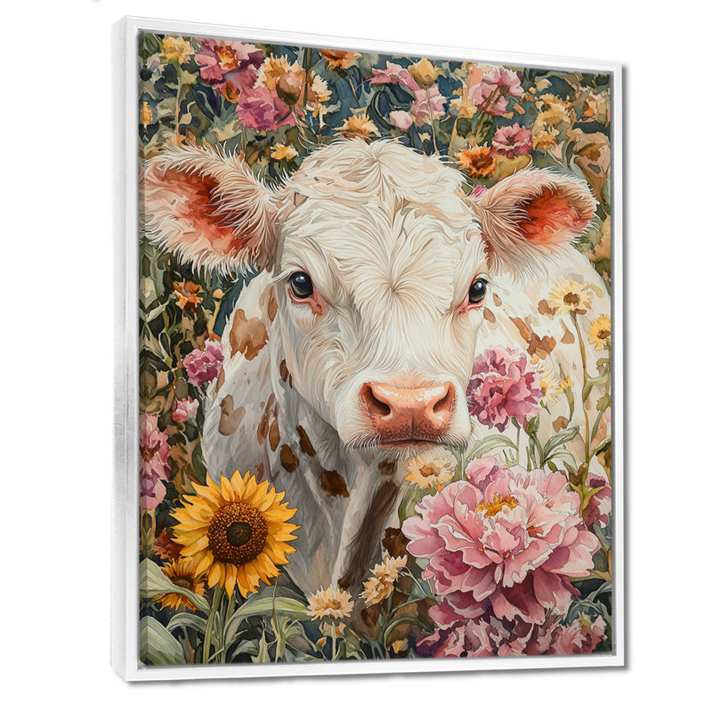 Art avec toile Donzaleigh, H 32 po x l 24 po, Reproduction avec cadre flottant, Blanc