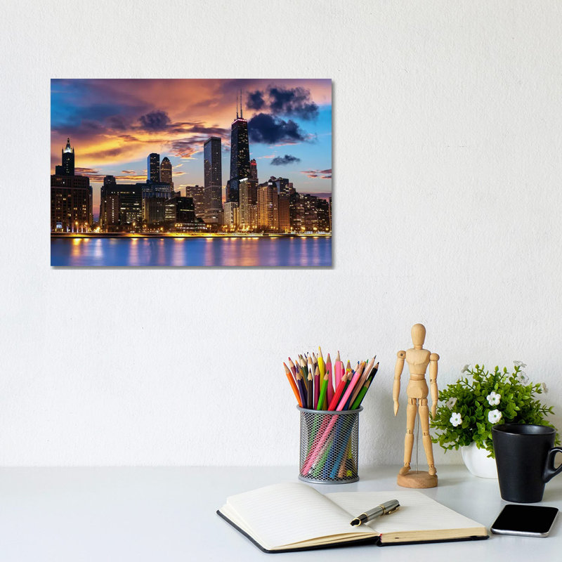 Horizon deChicago, H 8 po x l 12 po x P 0,75 po, Toile tendue