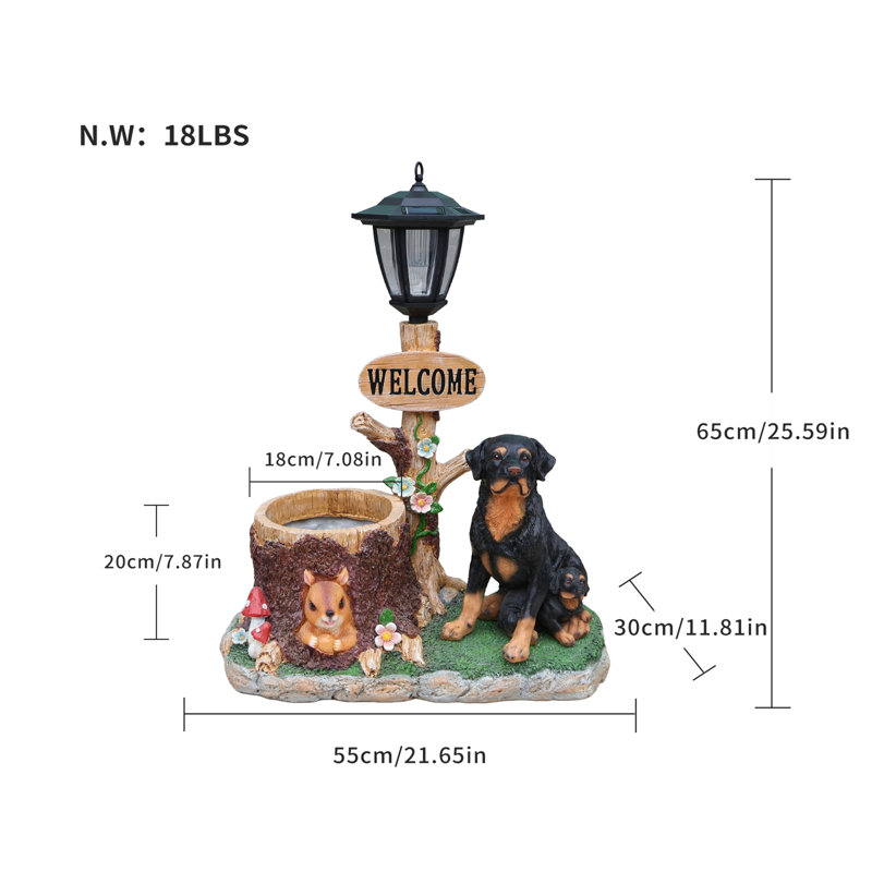 Statue jardinière Rottweiler