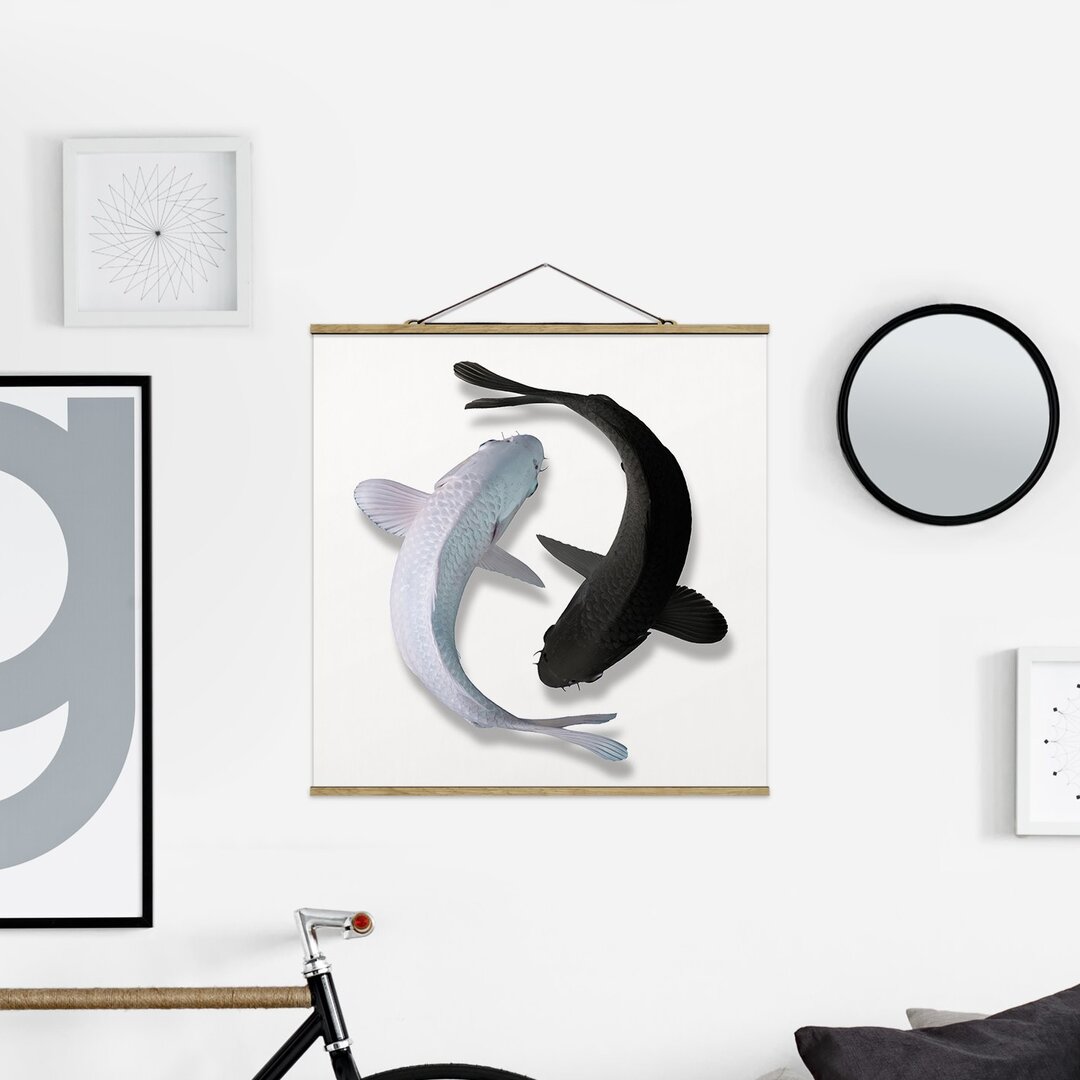 Stoffbild Mit Posterleisten - Jonas Loose - Fische Ying & Yang - Quadrat 1:1