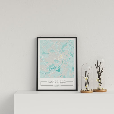 City Location Ordnance Map Blue Wakefield by Vouvart - Single Picture Frame Print