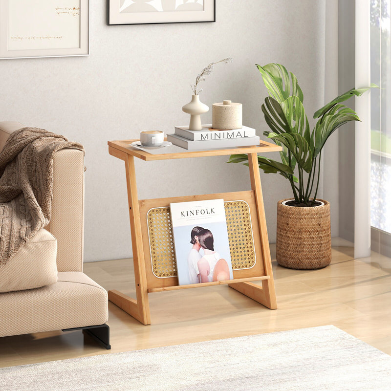 Abdulbari Glass Top End Table