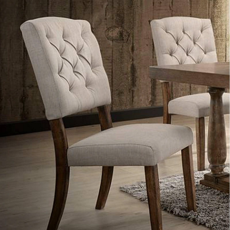 Ensemble de 2 chaises d'appoint en lin Bernard, Chêne