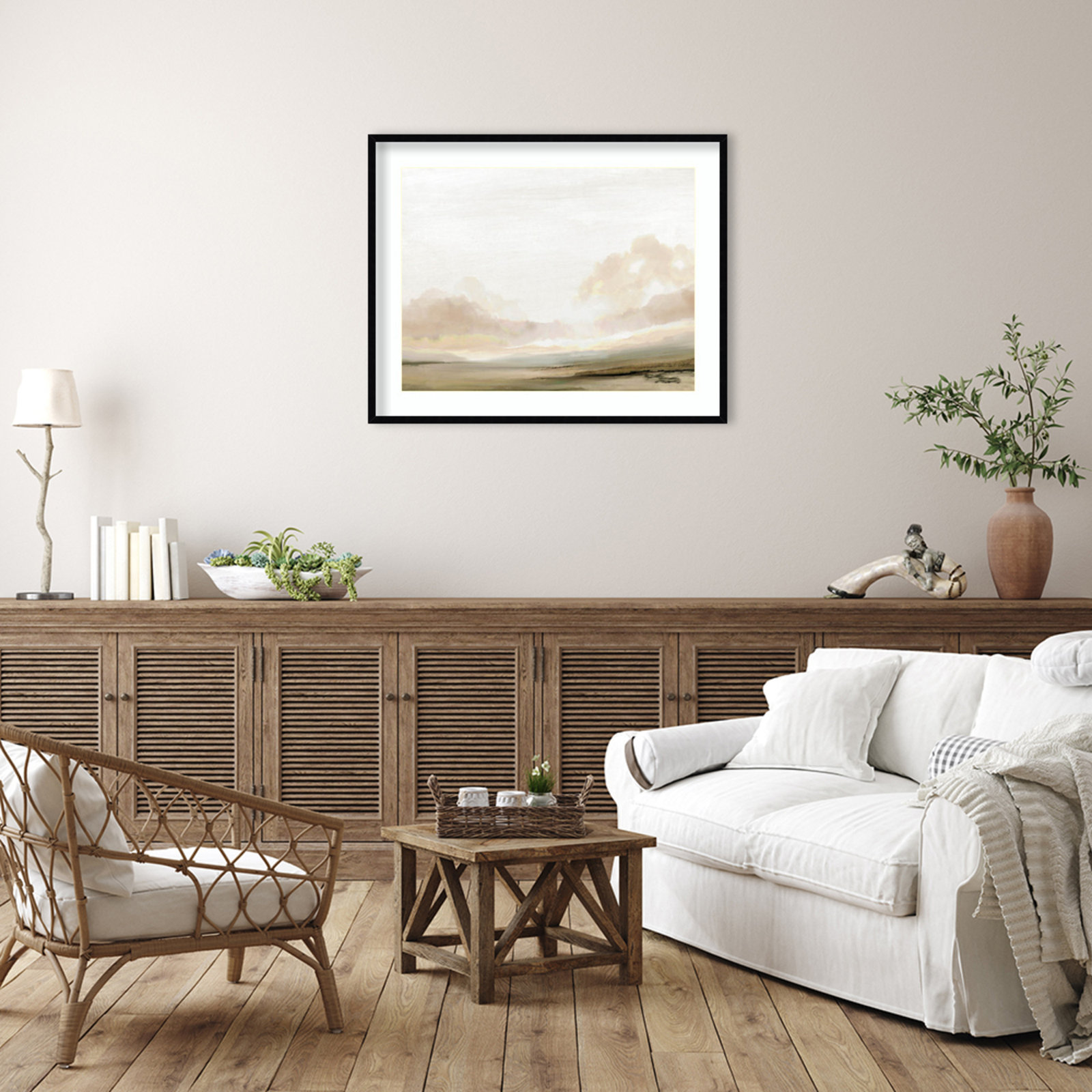Southern Landscape Print by Dan Hobday, Black, 33" H x 41" W x 1" D