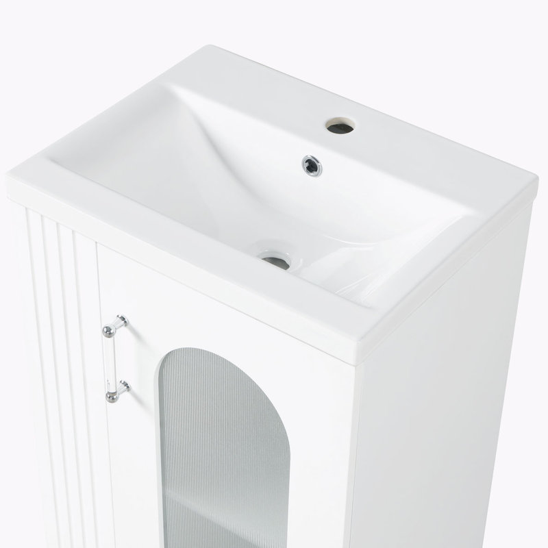 Meuble-lavabo de salle de bain avec lavabo, Blanc