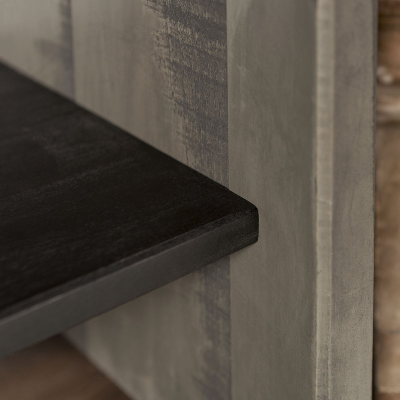 Banc de rangement en bois massif Earby, Gris