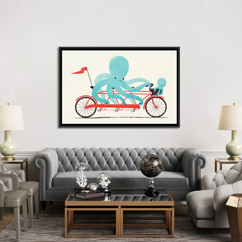 «My Red Bike», impression sur toile, H 40 po x l 60 po x P 1,5 po, Toile avec cadre noir, Pas de tapis