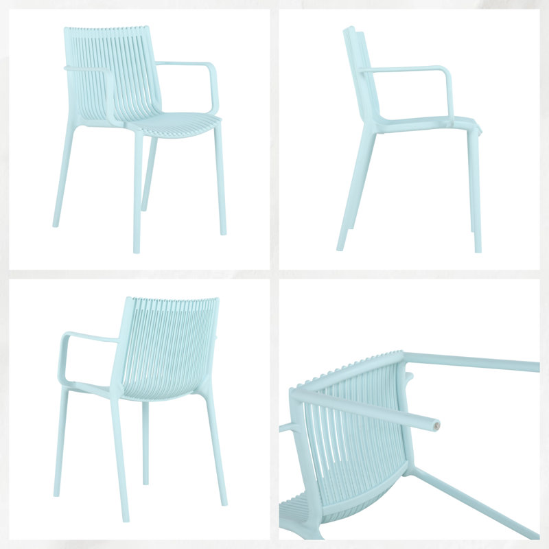 Ensemble de 4 chaises empilables toutes saisons - Chaises longues en polypropylène pour la piscine, le patio, le restaurant et l'intérieur
