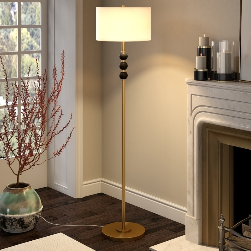 62'' Brass/Black Traditional Floor Lamp