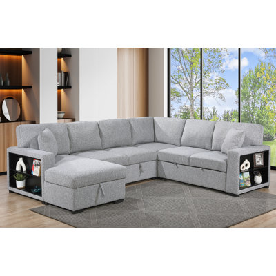 U-shaped Sectional Sofa Bed Pull Out Sleeper Couch With Storage Chaise
