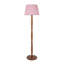 Lampe sur pied en bois de frêne avec abat-jour floral en lin plissé