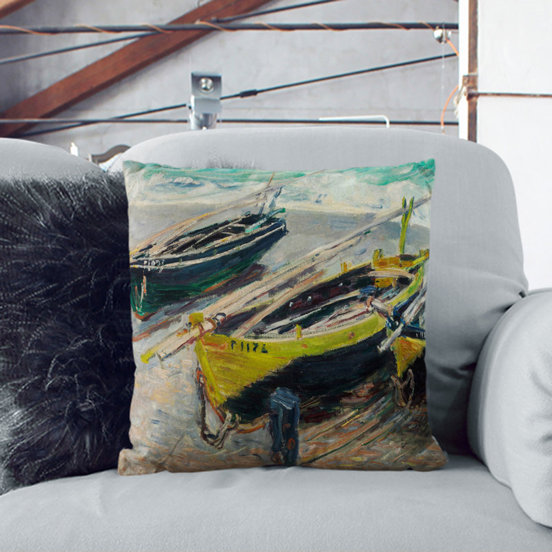 Three Fishing Boats Scatter Cushion with Filling, 40cm H x 40cm W x 15cm D
