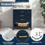 Meuble-lavabo simple 30 po avec dessus en marbre Colleen, bleu marine Colleen-1136386828-1184974427