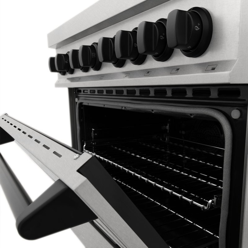 ZLINE Autograph 30" Legacy Dual Fuel Range in DuraSnow® Steel, Matte Black Satin Stainless Steel