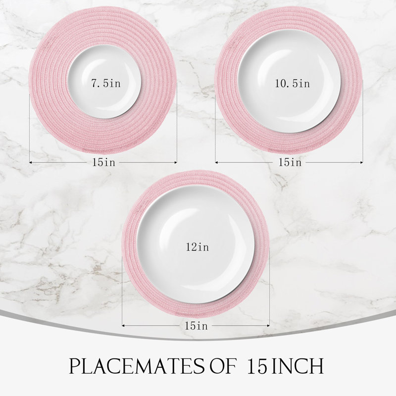 Ensemble de 4 napperons tressés rose, Rose