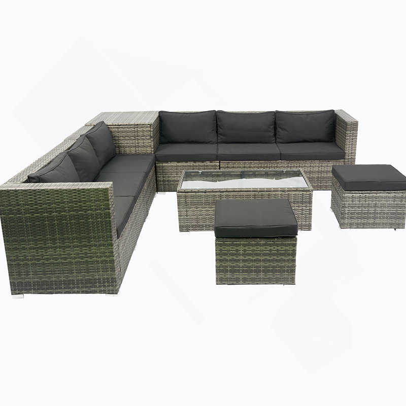 Ensemble de canapé modulaire en rotin 8 pièces pour l'extérieur avec une boîte de rangement sous le siège