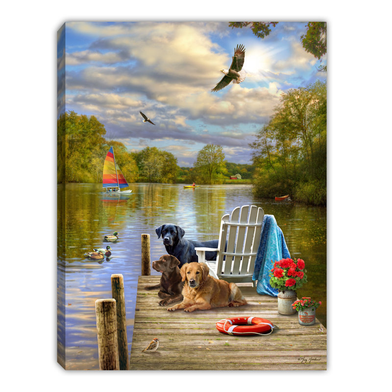 Summer on the Dock 8x6 Mini Lighted Easel Back Canvas