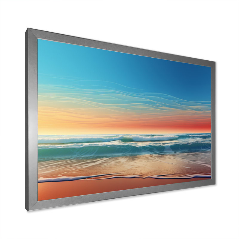 "Coastal Minimalisme" Photo encadrée sur toile, H 16 po x l 32 po x P 1 po, Cadre photo argenté