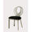 Contemporary Style Silver Metal Frame 2Pc Dining Chairs Black Microfiber Seat Cushion Dining Room Oval Back Design Chair