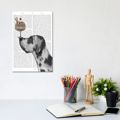 Great Dane, Harlequin, Ice Cream, Print BG by Fab Funky - Wrapped Canvas Gallery-Wrapped Canvas Giclée