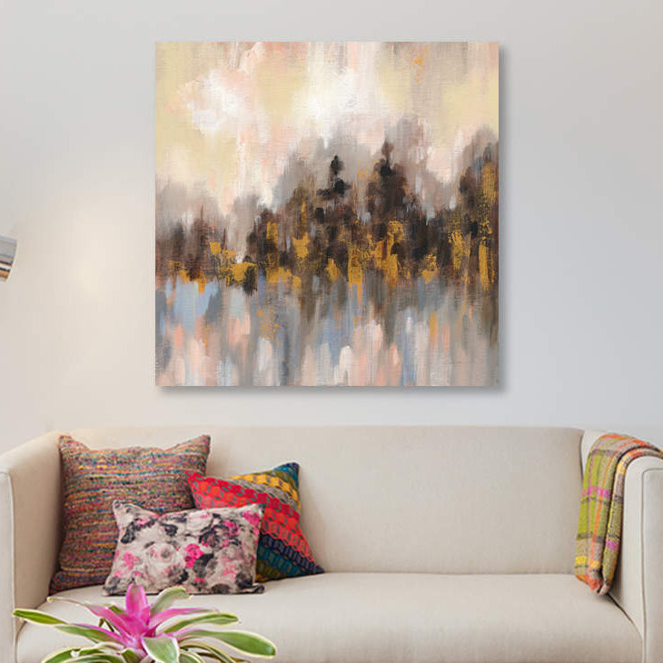 « blushing forest i », reproduction sur toile, H 37 po x l 37 po x P 1,5 po, Toile tendue, Pas de tapis