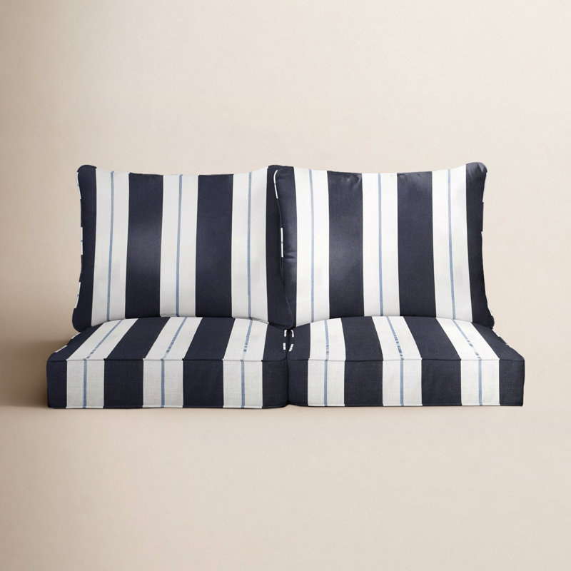 Coussin de siège / dossier Sunbrella Deana, Sunbrella® à rayures bleu marine, L 23 po x P 27 po