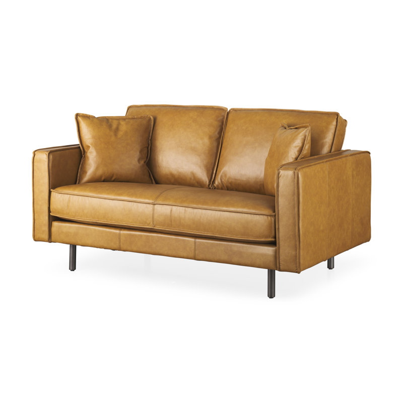 Ladanian 65” genuine leather loveseat with armrests